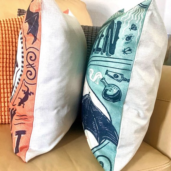 Vintage Retro Halloween Vampire Black Bat 18" Throw Pillow Cushion Cover Décor - Picture 5 of 5